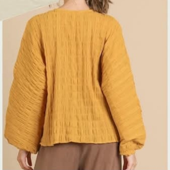 97%Cotton Yellow V-Neck Women's Boxy Boho Top Lagenlook Minimalist - Picture 2 of 8